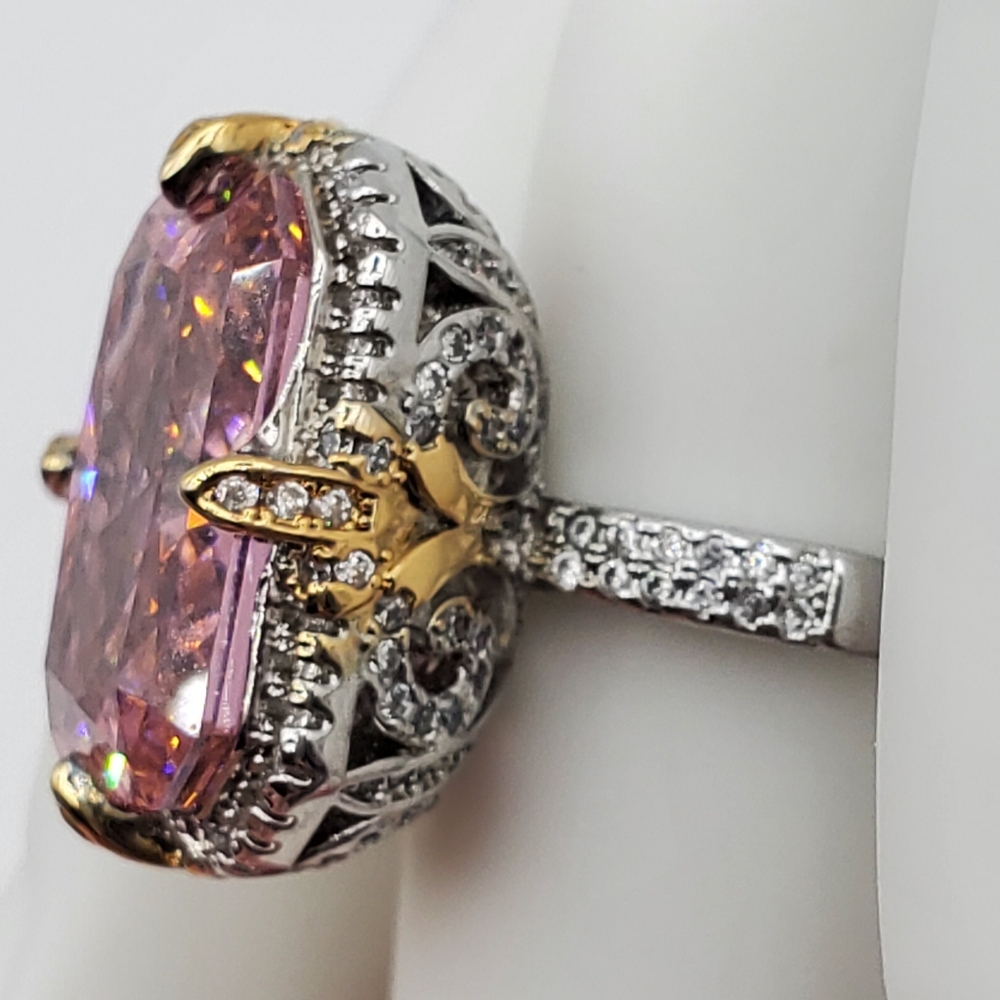 15CTW+ High Carbon Crushed Ice Radiant Lab Sapphire High Quality Czs S925 Ring - Picture 6 of 17